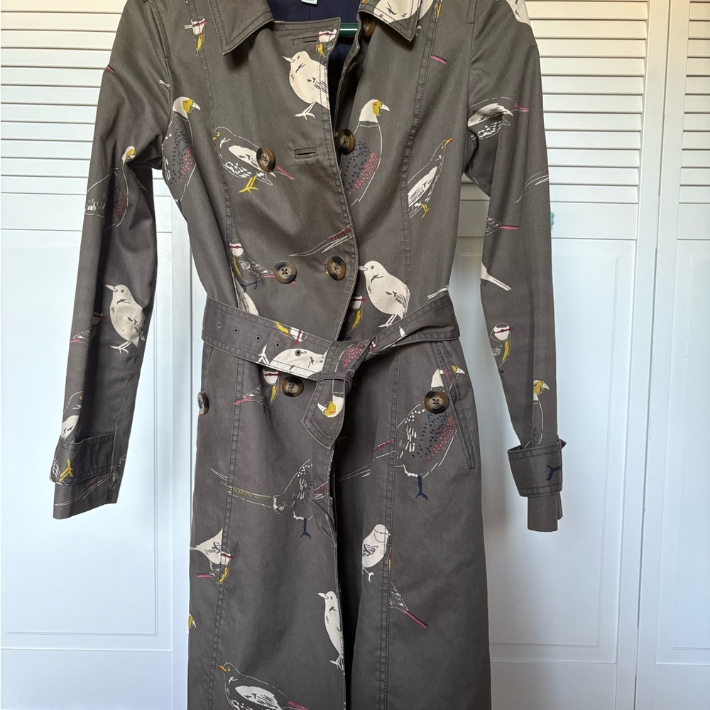 Bird Print Trench Coat